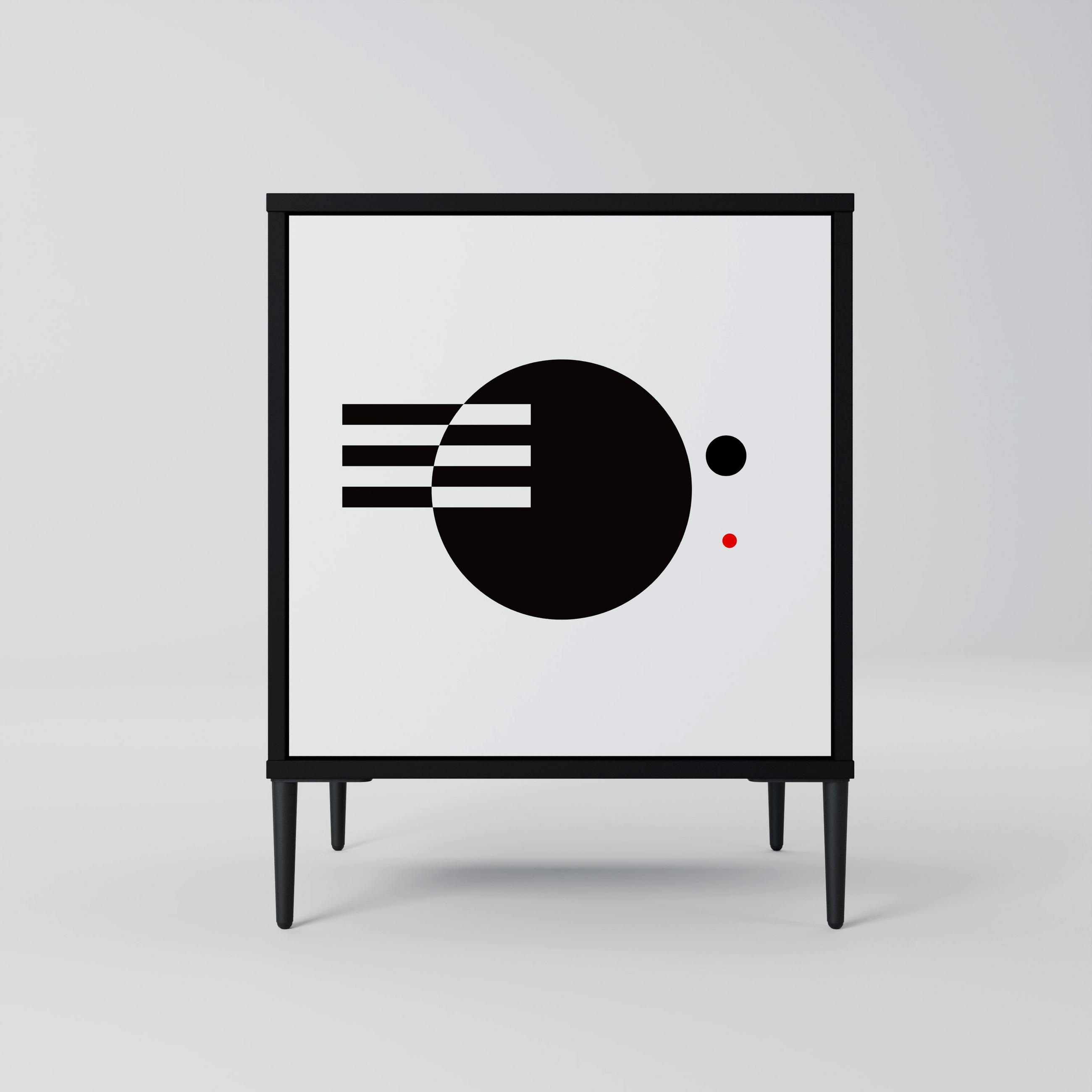 SIDEBOARD BLACK AND WHITE COMBINATION, Schwarz, 57,5x42x72,5 cm, Schwarze Metallfüße - Multicolor/Schwarz, Holzwerkstoff/Metall (57.5/72.5/42cm) - SpaceRebels