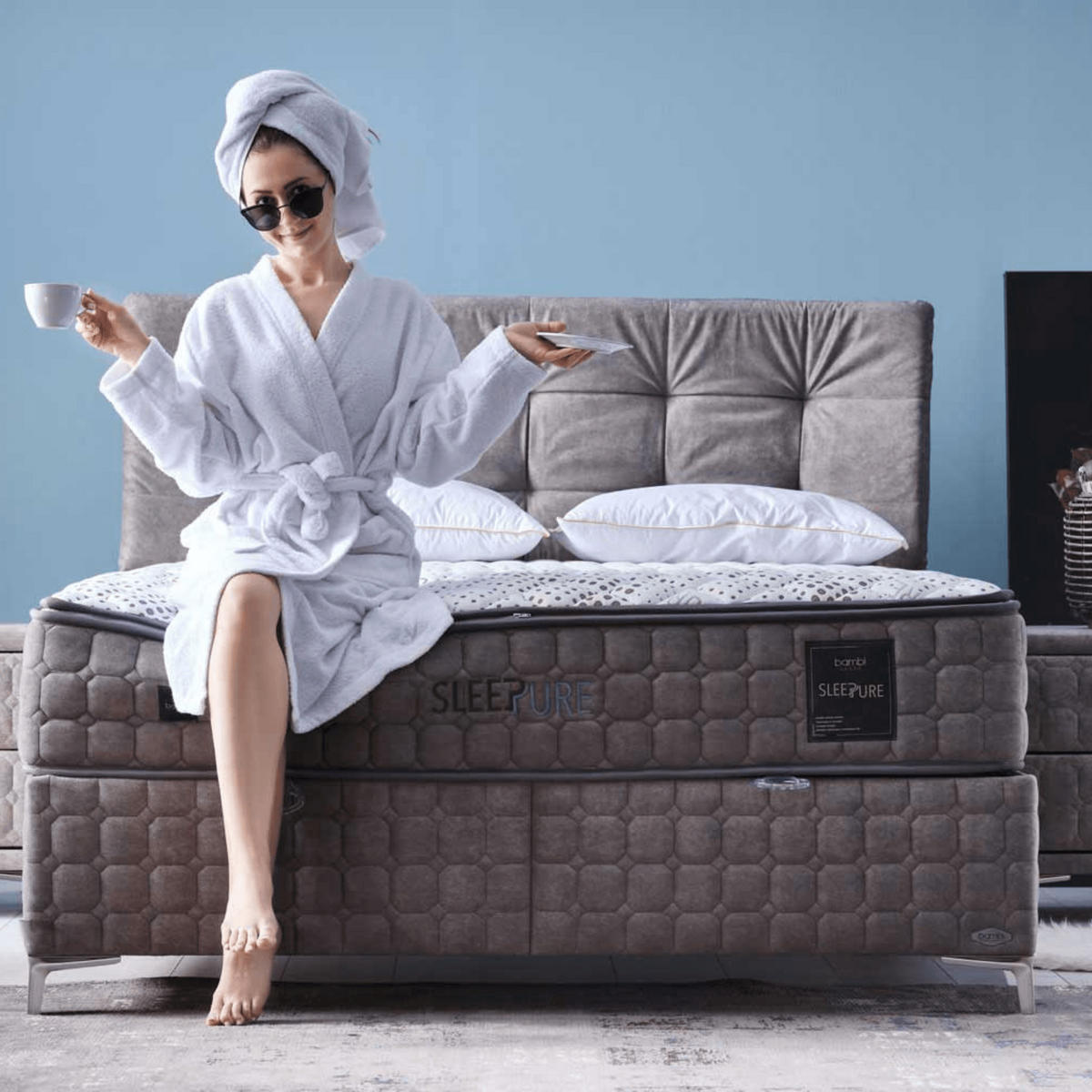 BOXBETT Sleepure Set 180x200 - Grau, Holz/Metall (180/200cm) - Bambi