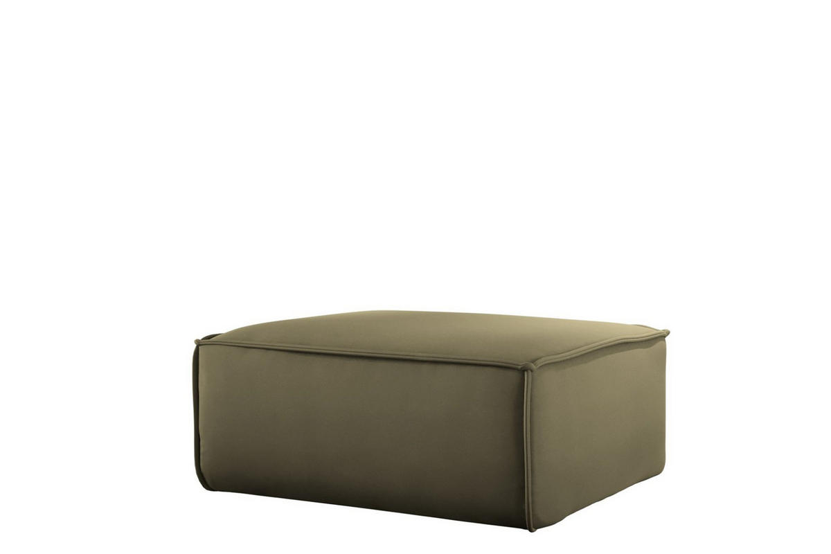 POLSTERHOCKER Celes Premium Opera Velvet - Olivgrün, Holzwerkstoff/Textil (85/40/85cm) - Fun Möbel