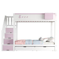 ETAGENBETT 90/200 cm mit Stauraumleiter, Schubladen und abnehmbarem Ablagefach, Weiß/Rosa - Weiß, Holzwerkstoff (90/200cm) - Redom