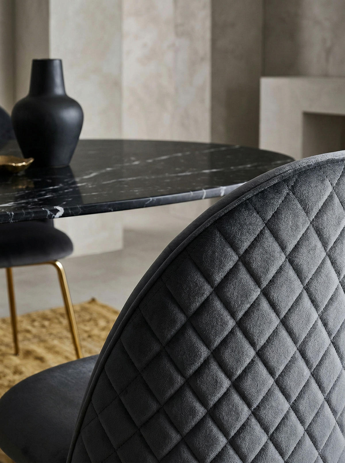 ESSZIMMERSTUHL 2er Set Samtbezug mit Metallgestell Schalenform Skandinavisch gepolstert, Schwarz 53x50x87 cm - Goldfarben/Schwarz, Textil/Metall (53/87/50cm) - KADIMA DESIGN