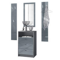 GARDEROBE Pino Grau Hochglanz - Grau, Holzwerkstoff (135/190/36cm) - Vladon