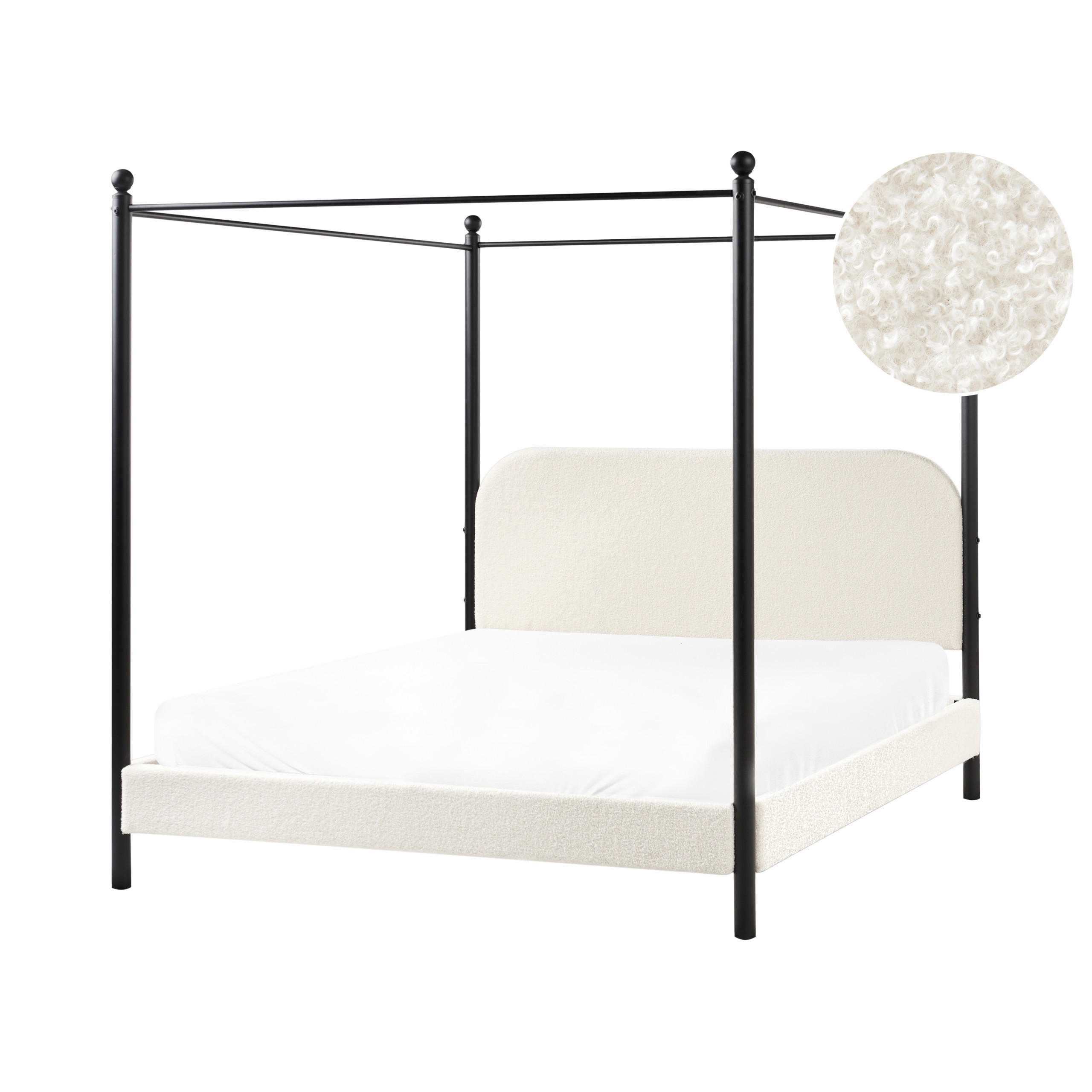 HIMMELBETT 160x200 cm Weiß Dannemois - Creme, Textil (160/200cm) - Beliani