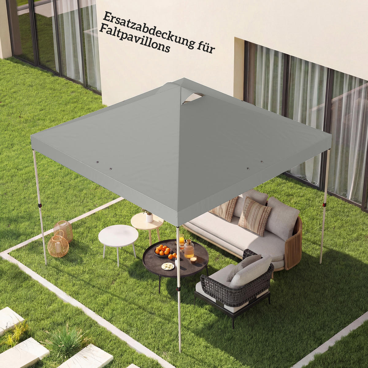 ERSATZDACH 210D-Oxford-Stoff Hellgrau - Hellgrau, Textil (300/25/300cm) - Outsunny