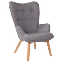 SESSEL Stoff grau - Grau, Holz/Textil (71/100/77cm) - CLP