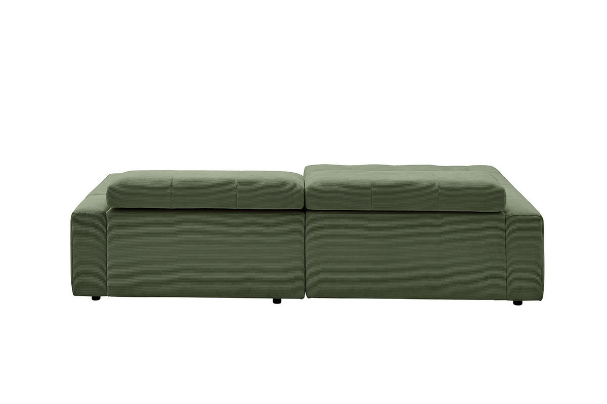 ECKSOFA MIT MOTORISCHEM SITZVORZUG RENO Grün Cord - Schwarz/Grün, Kunststoff/Textil (258/217cm) - KAWOLA