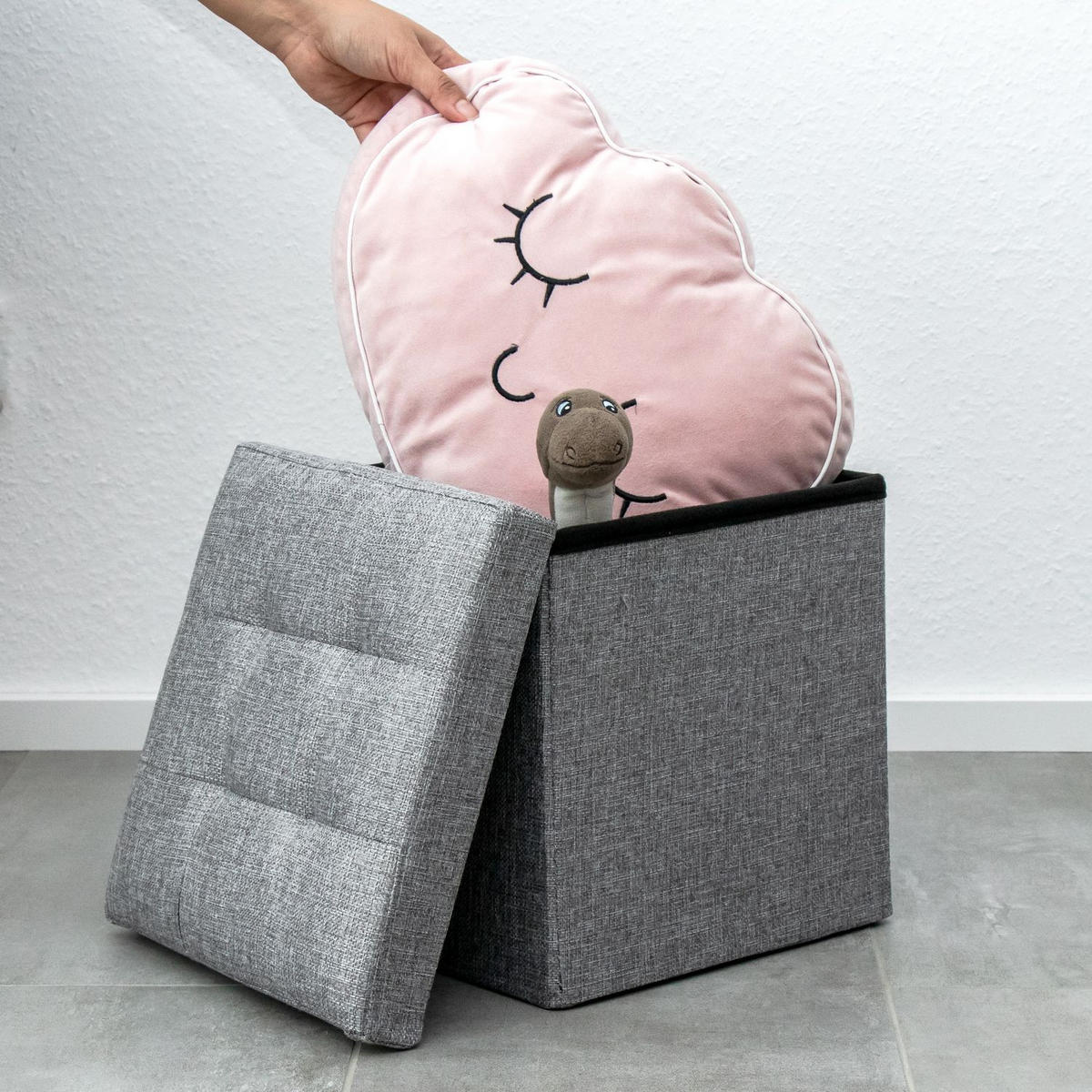 SITZWÜRFEL Faltbar 30/30/30 cm (Grau) - Grau, Textil (30/30/30cm) - Intirilife