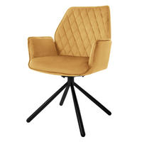 DREHSTUHL Samt Senf - Dunkelgelb, Metall (63/90/57cm) - ML-DESIGN