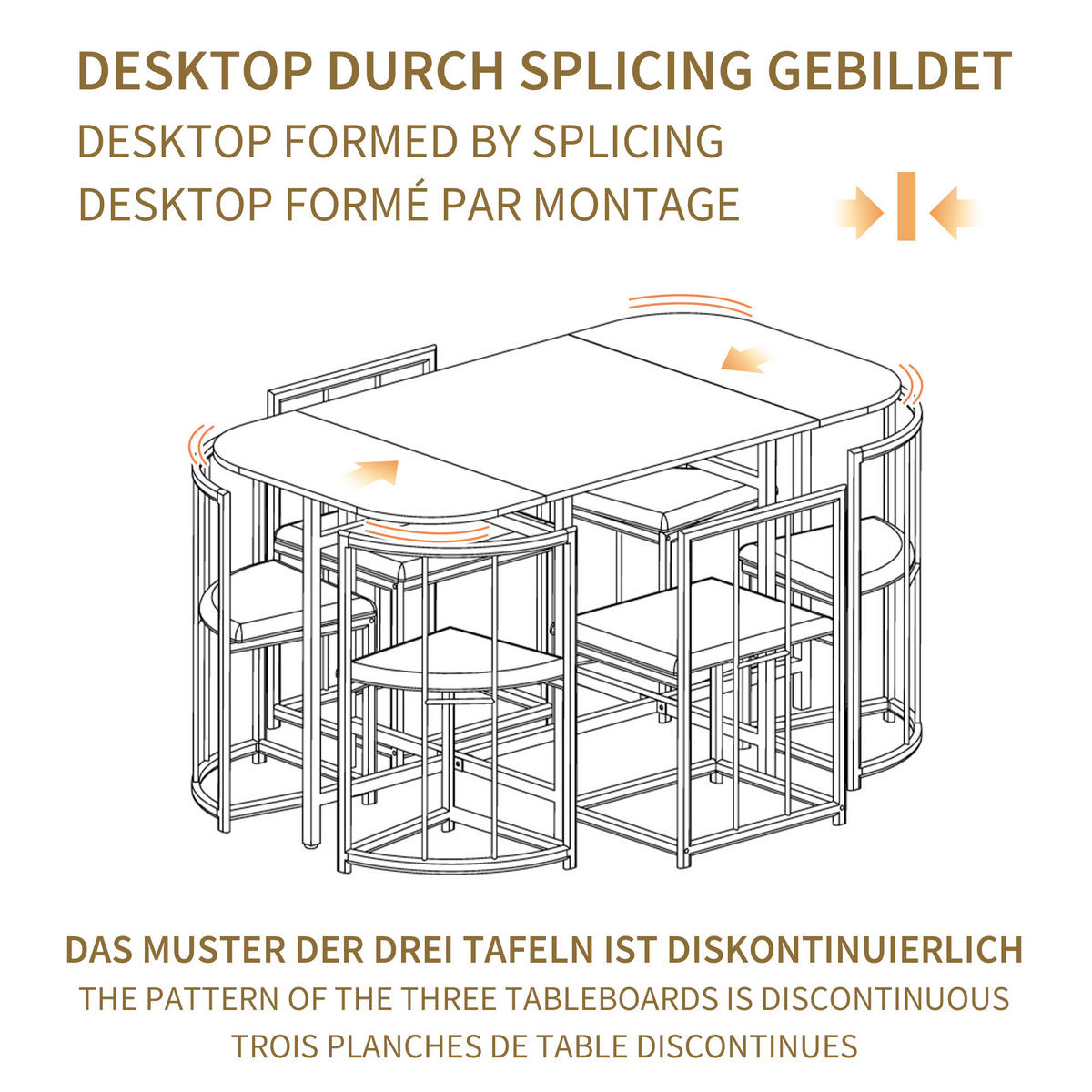 ESSGRUPPE Esstisch 6 Stühle Weiß Grau Gold - Goldfarben, Holzwerkstoff (140/76/80cm) - FLIEKS