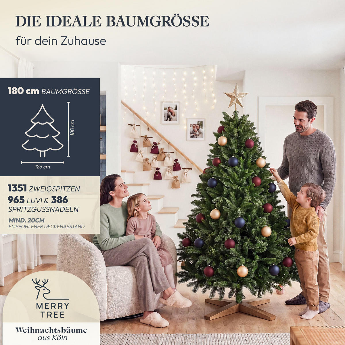 WEIHNACHTSBAUM aus PE & PVC Mix, 180 cm - Grün, Kunststoff (180cm) - Merry Tree
