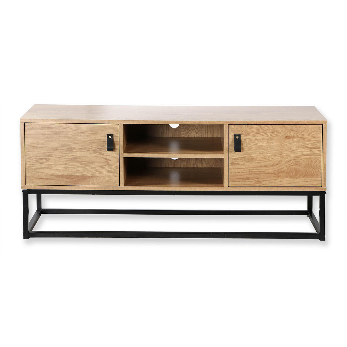 TV-MÖBEL Eiche Dekor 2 Türen und zentrale Ablage - L120 cm - Nussbaumfarben, Holzwerkstoff (122/48/122cm) - Calicosy