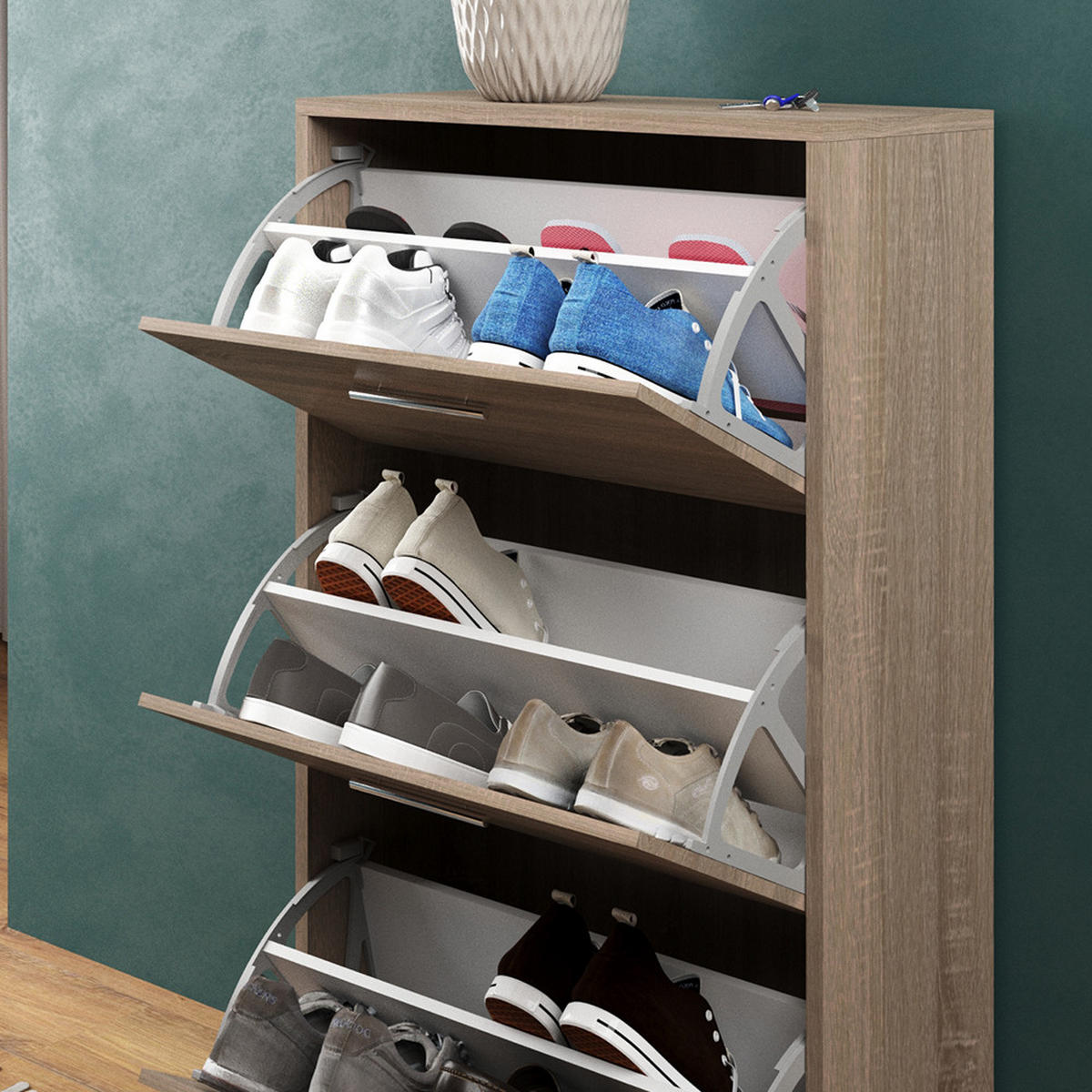 SCHUHKIPPER Gizmo Sonoma 59 x 105 cm - Braun/Sonoma Eiche, Holzwerkstoff (59/105/22cm) - Vicco