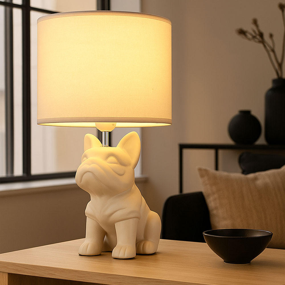 Thumbnail - Globo Lighting Tischleuchte, Beige, Textil, 22x40x22 cm, Lampen & Leuchten, Innenbeleuchtung, Tischlampen, Tischlampen