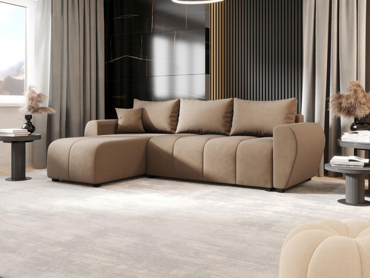 ECKSOFA MOLISA L Itaka 48 Links mit Schlaffunktion - Braun, Textil (245/145cm) - Bedante