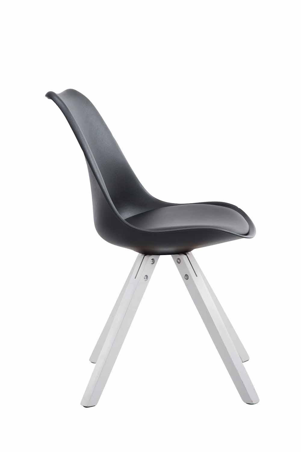 STUHL Lederlook schwarz - Schwarz/Weiß, Holz/Textil (47.5/83/55.5cm) - CLP