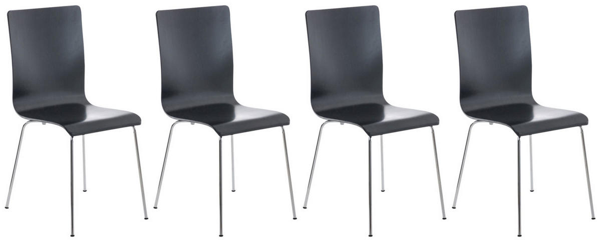 BESUCHERSTUHL Apeldoorn - 2er Set schwarz - Schwarz, Holz (43/87/47cm) - TPFLiving