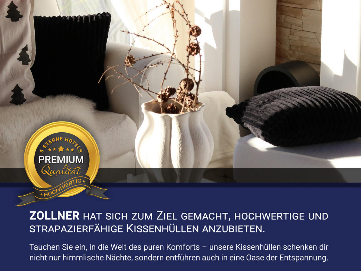 KISSENBEZUG, 2er-Set, 40 x 40 cm, 100% Polyester, Schwarz - Schwarz, Textil (40/40cm) - Zollner
