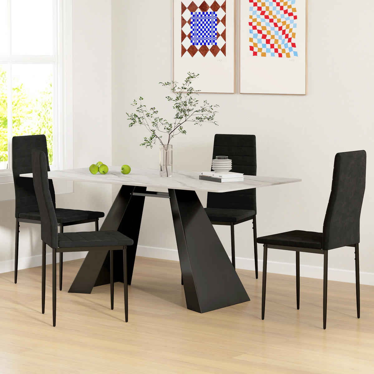 STUHL 4er-Set Schwarz 54.0/41.0/97.0 cm - Schwarz, Textil (41/97/54cm)