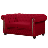 2-SITZER SOFA - Buchefarben/Rot, Buchenholz/Textil (148/72/86cm) - home24