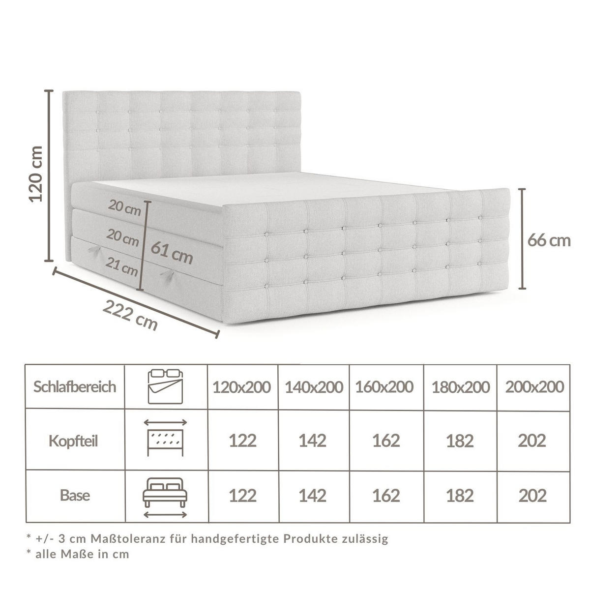 BOXSPRINGBETT Blend Schwarz 120/200 cm mit Matratze - Schwarz, Holz/Holzwerkstoff (120/200cm) - Maison de Reve