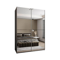 SCHWEBETÜRENSCHRANK 245,5/180/64 2-türig - Silberfarben/Schwarz, Holz/Metall (180/245/64cm) - Abiks Möbel