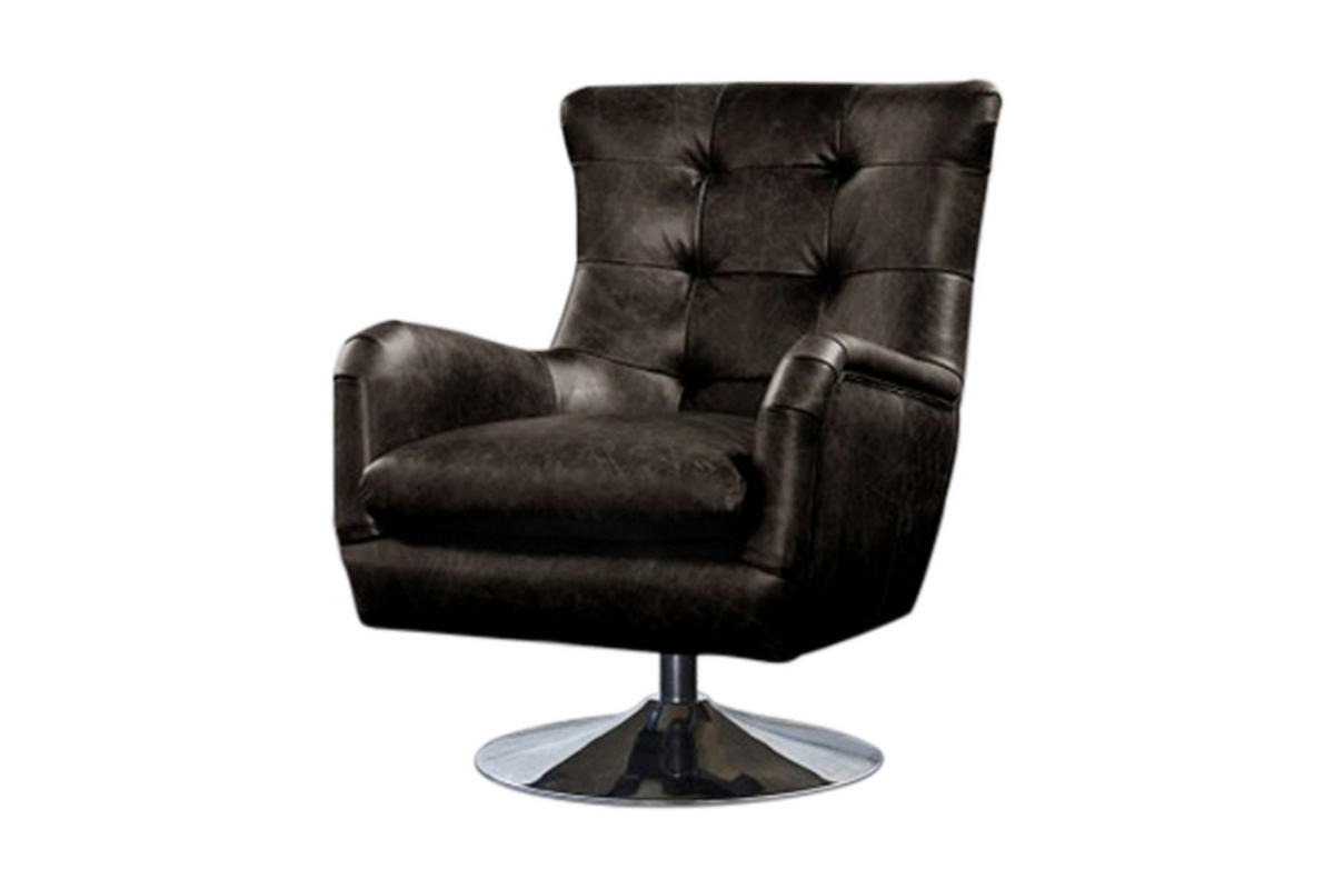 SESSEL RELEXA Schwarz Leder - Silberfarben/Schwarz, Leder/Metall (69/95/77cm) - KAWOLA