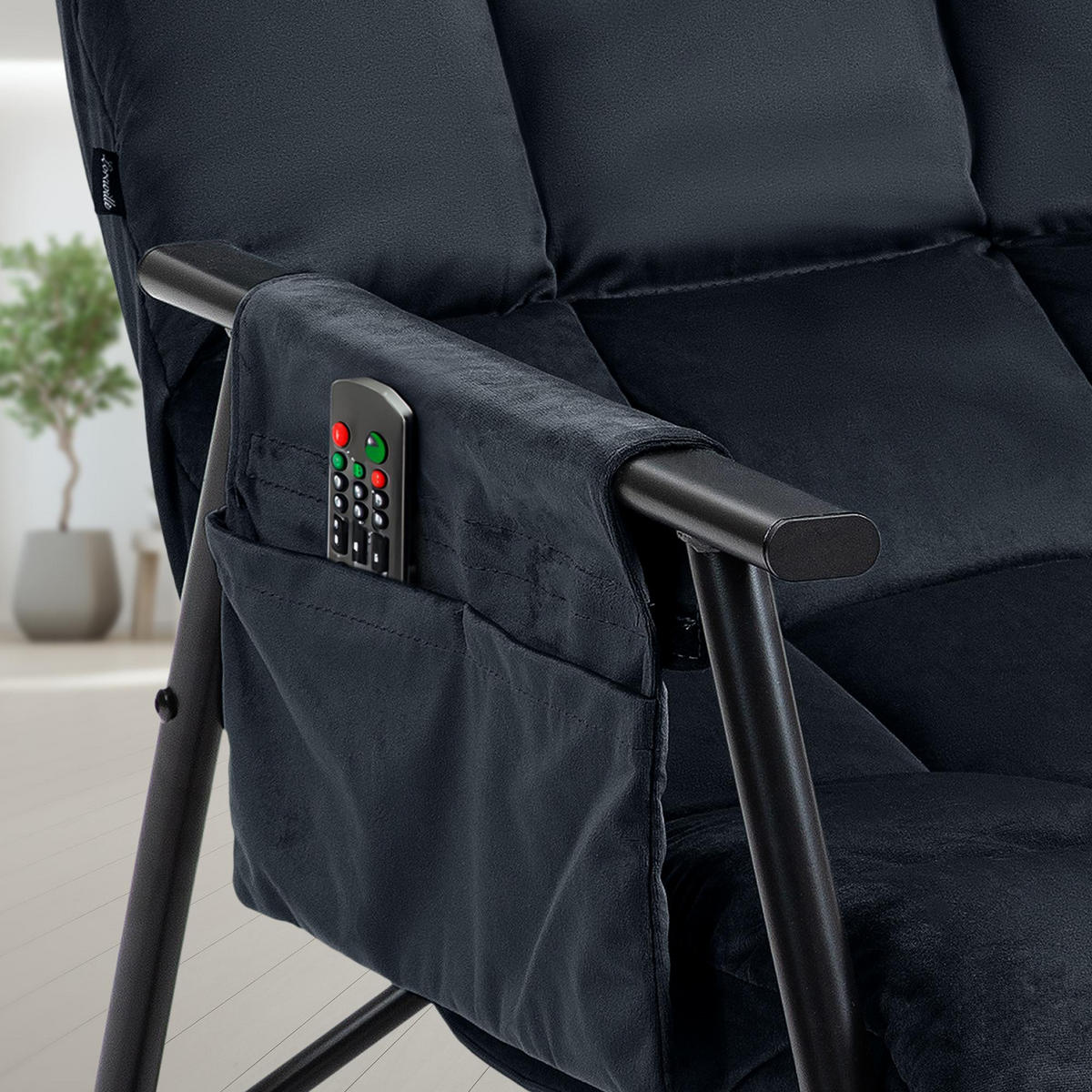 SCHAUKELSTUHL Samt schwarz - Schwarz, Textil/Metall (61/66/100cm) - CLP