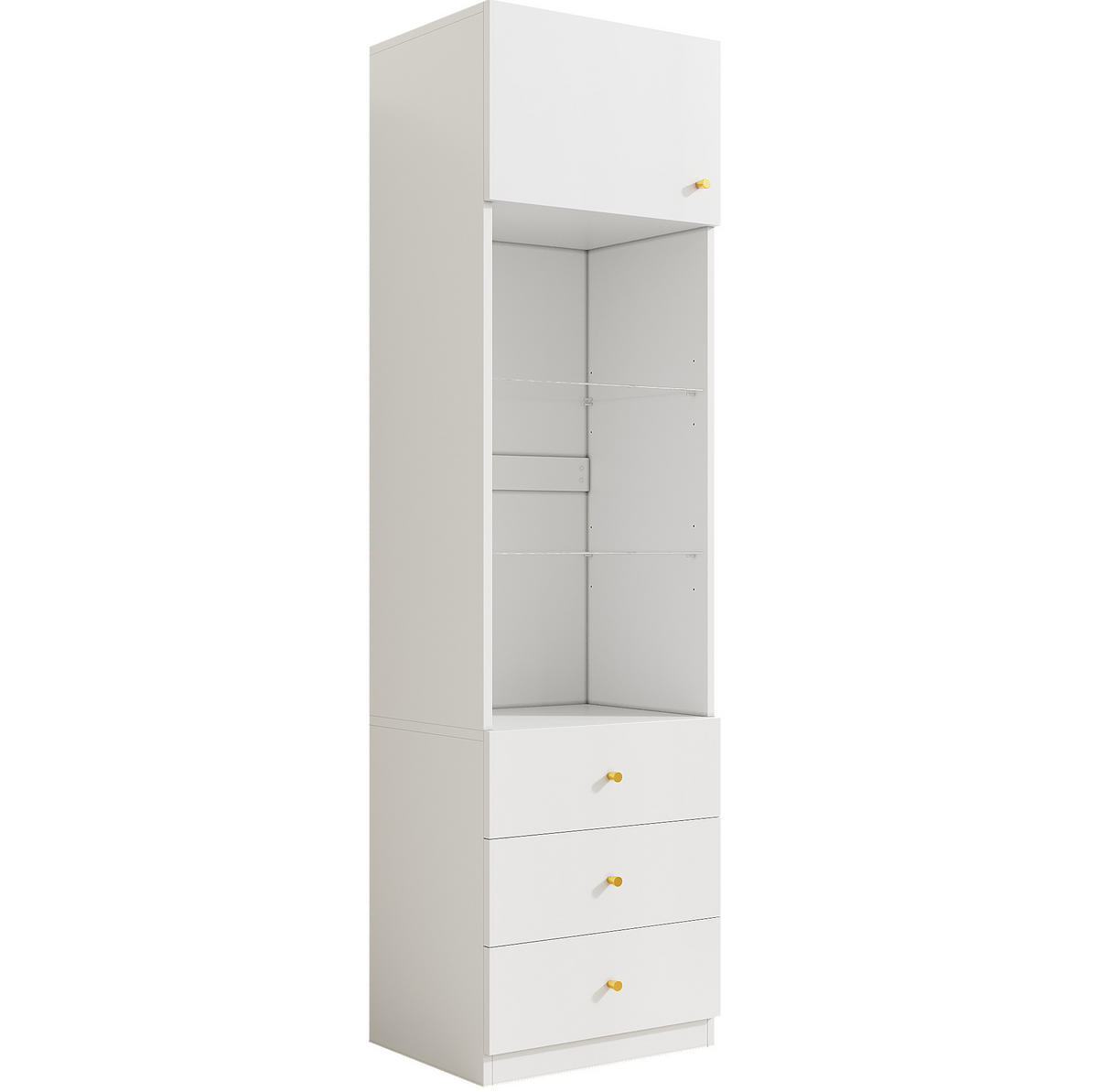 KLEIDERSCHRANK-SET aus MDF 80x50x200 cm & 50x40x180 cm Weiß mit Schubladen, Kleiderstange und Einlegeböden - Weiß, Holzwerkstoff (50/180/40cm) - Modfu
