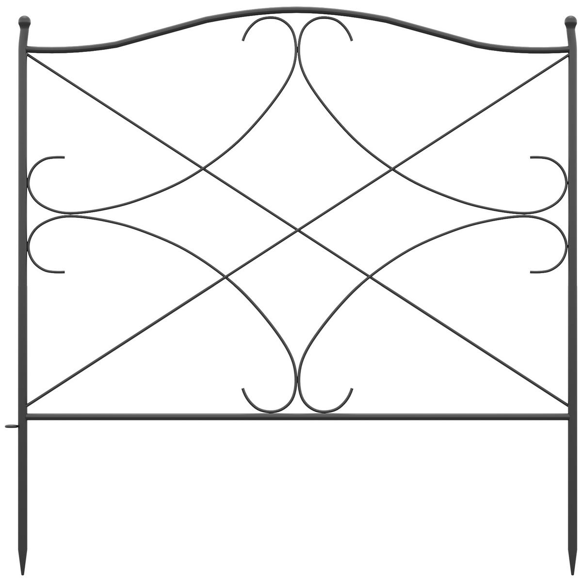 GARTENZAUN DE-18046 5-teilig, dekorativ Schwarz - Schwarz, Metall (1/62cm) - ComfortXL