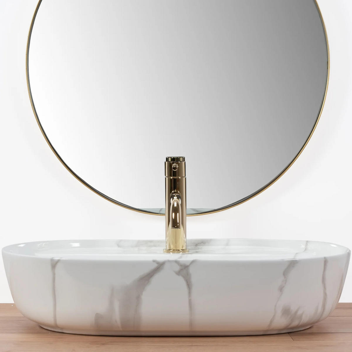 AUFSATZWASCHBECKEN Rea Aura 61 Marmo Shiny - Weiß, Keramik (41/13/60.5cm) - REA