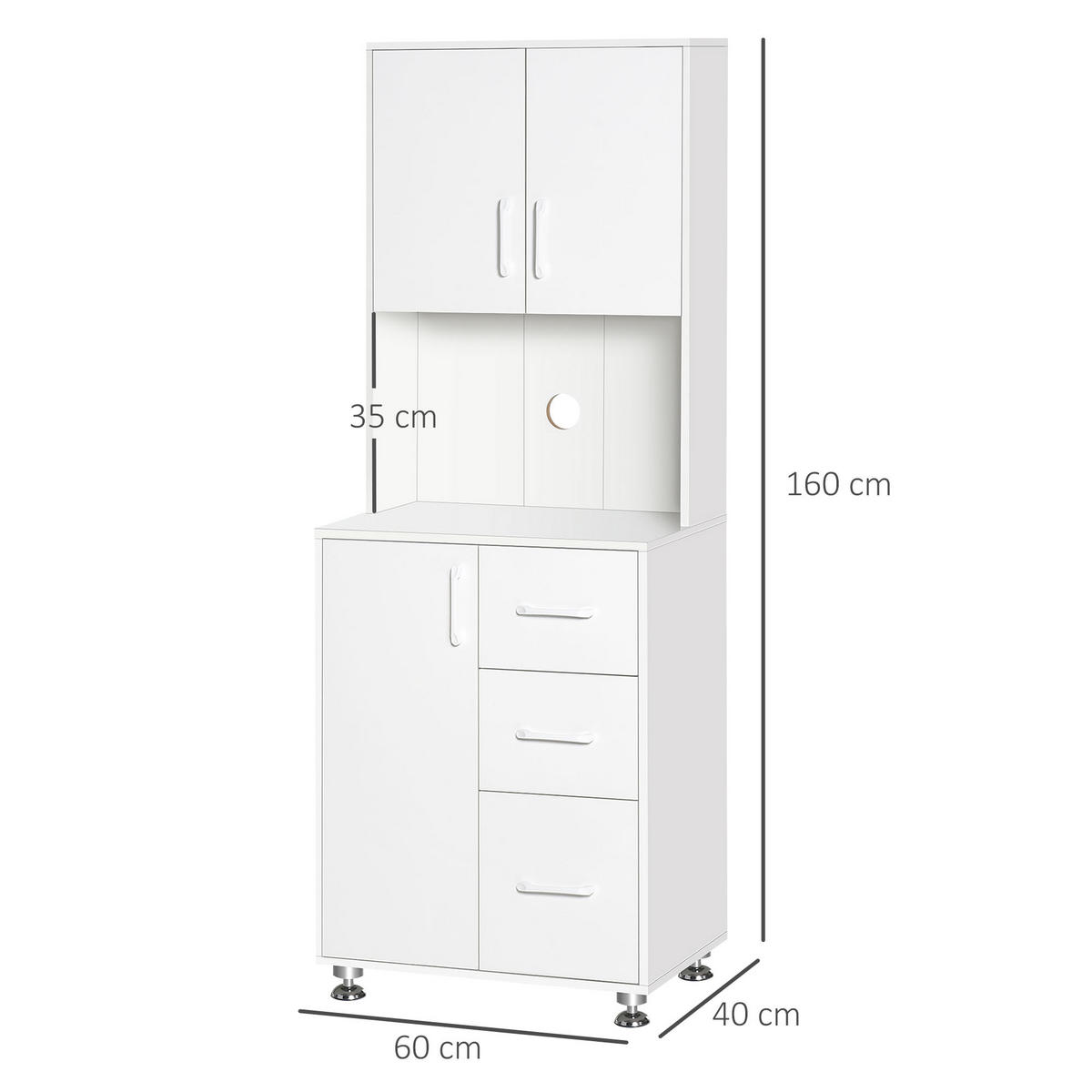 HIGHBOARD DE-11283 2 Türen Weiß - Weiß, Holzwerkstoff (40/160/60cm) - ComfortXL