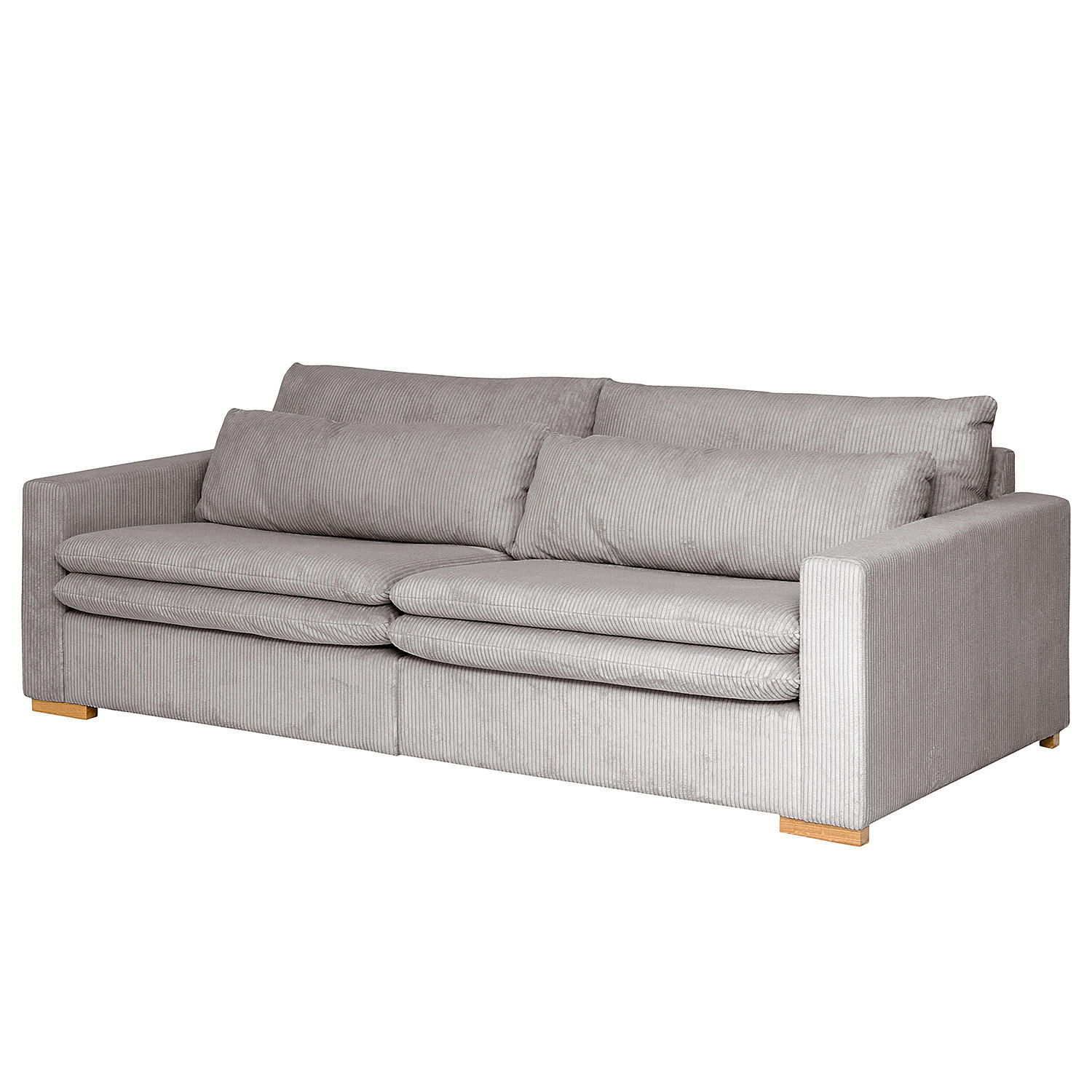 BIGSOFA - Eichefarben/Hellgrau, Eichenholz/Textil (240/82/104cm) - home24