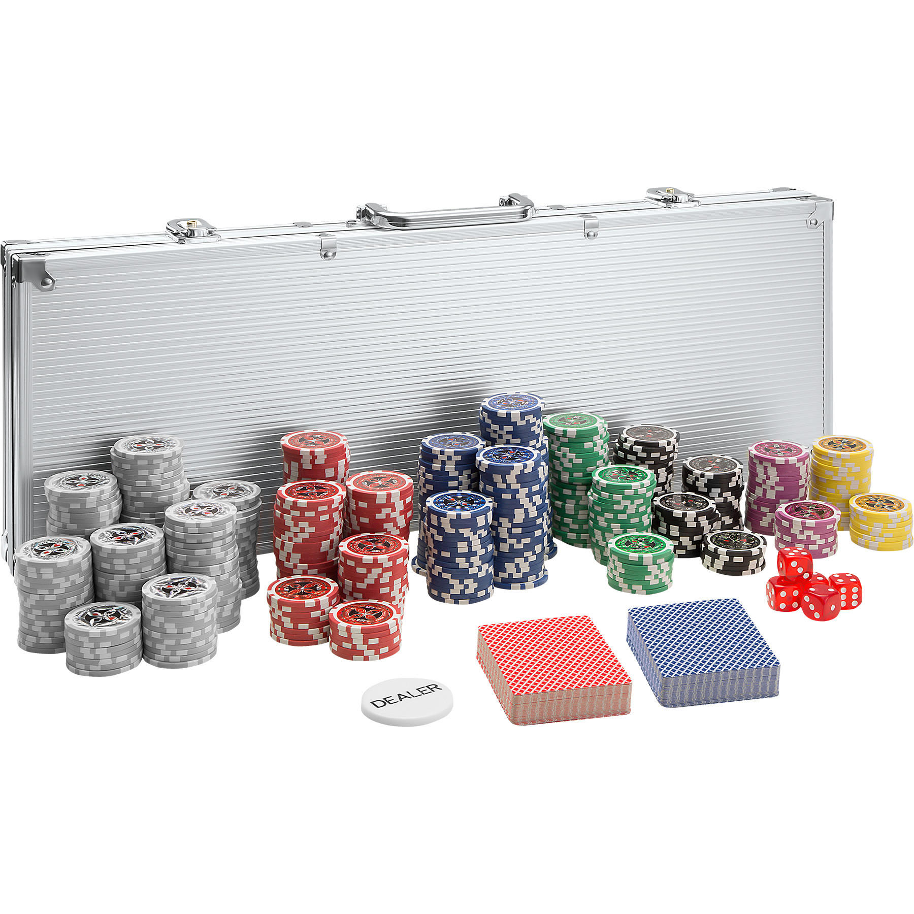 POKERSET ,inklusive verschließbarer Aluminiumkoffer,silber - Silberfarben, Kunststoff (21/56cm) - tectake