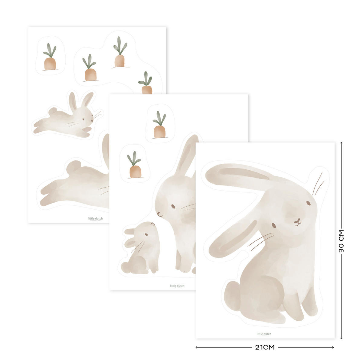 WANDAUFKLEBER Babykaninchen - Beige, Kunststoff (30/52/0.1cm) - Little Dutch