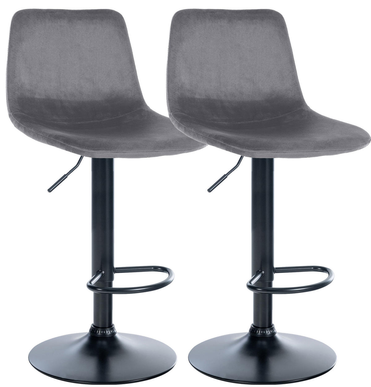BARHOCKER 2er Set Samt dunkelgrau - Dunkelgrau/Schwarz, Textil/Metall (44/88/43cm) - CLP