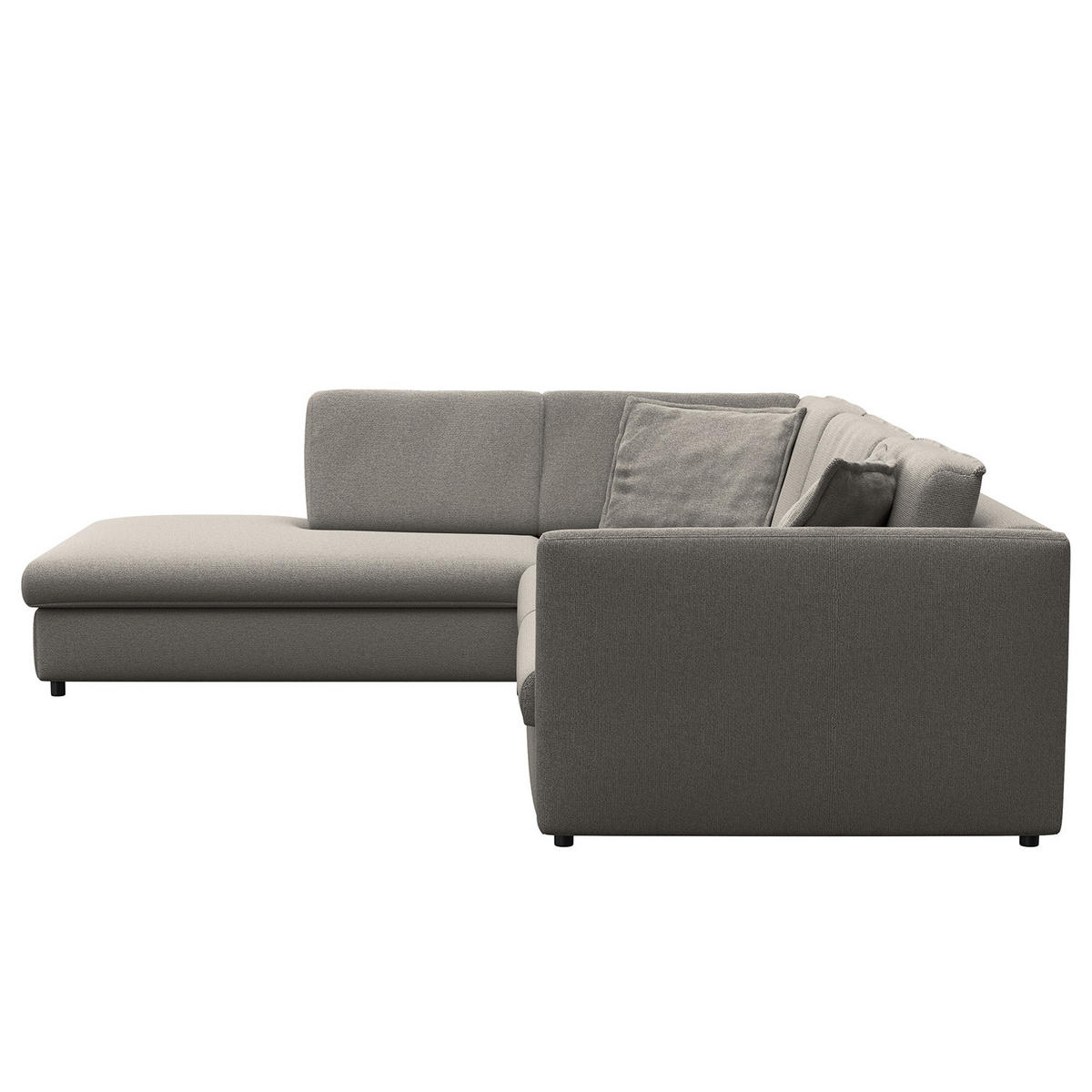 ECKSOFA mit Ottomane - Schwarz/Grau, Kunststoff/Textil (328/272cm) - home24