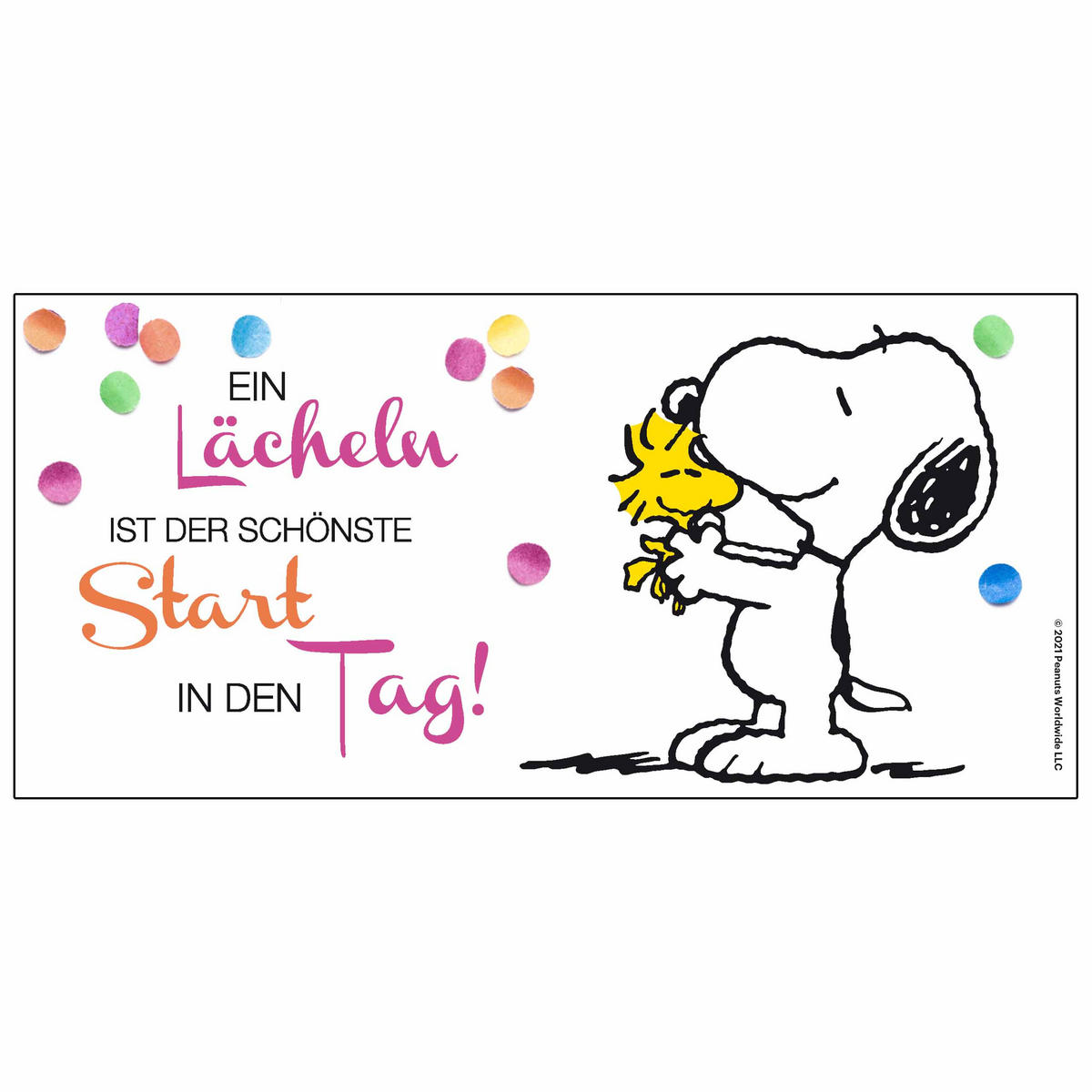 KAFFEEBECHER The Peanuts Snoopy Ein Lächeln ist der schönste Start in den Tag! Weiß 320 ml - Weiß, Keramik (0.32L) - United Labels