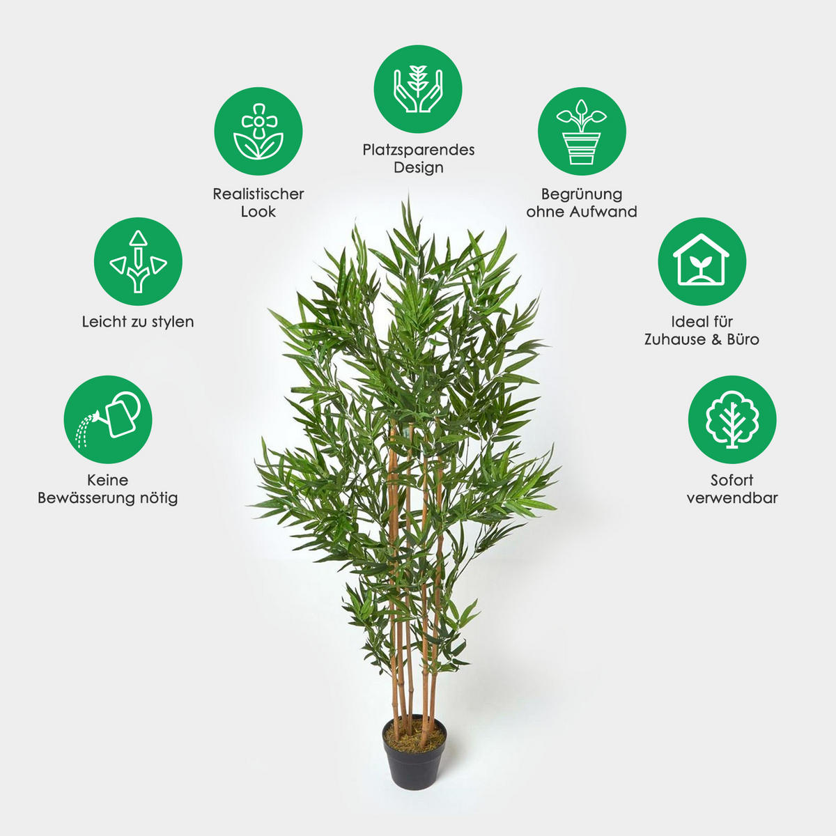 KUNSTBAUM Bambus, 155 cm - Grün, Kunststoff (155cm) - Homescapes