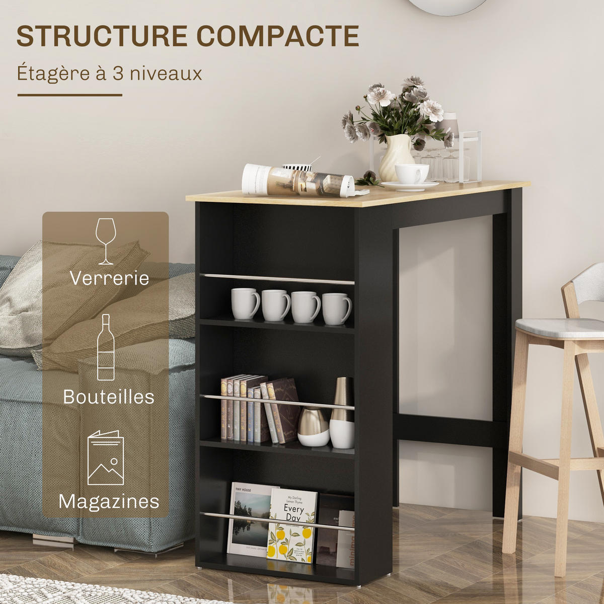 BARTISCH Schwarz 1 Stück - Schwarz, Kunststoff (112/57/106cm) - GiPP