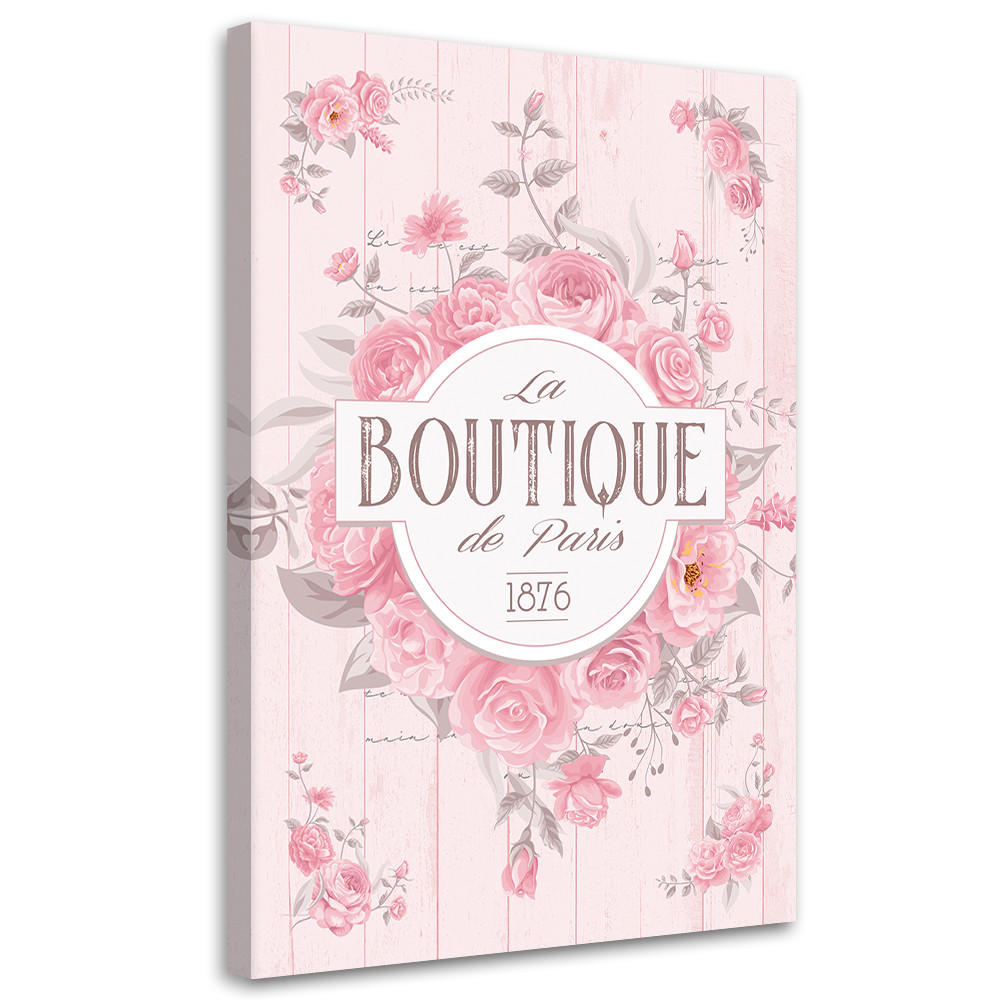 WANDBILD shabby chic blumeninschrift - Pink, Textil (40/60cm) - Feeby