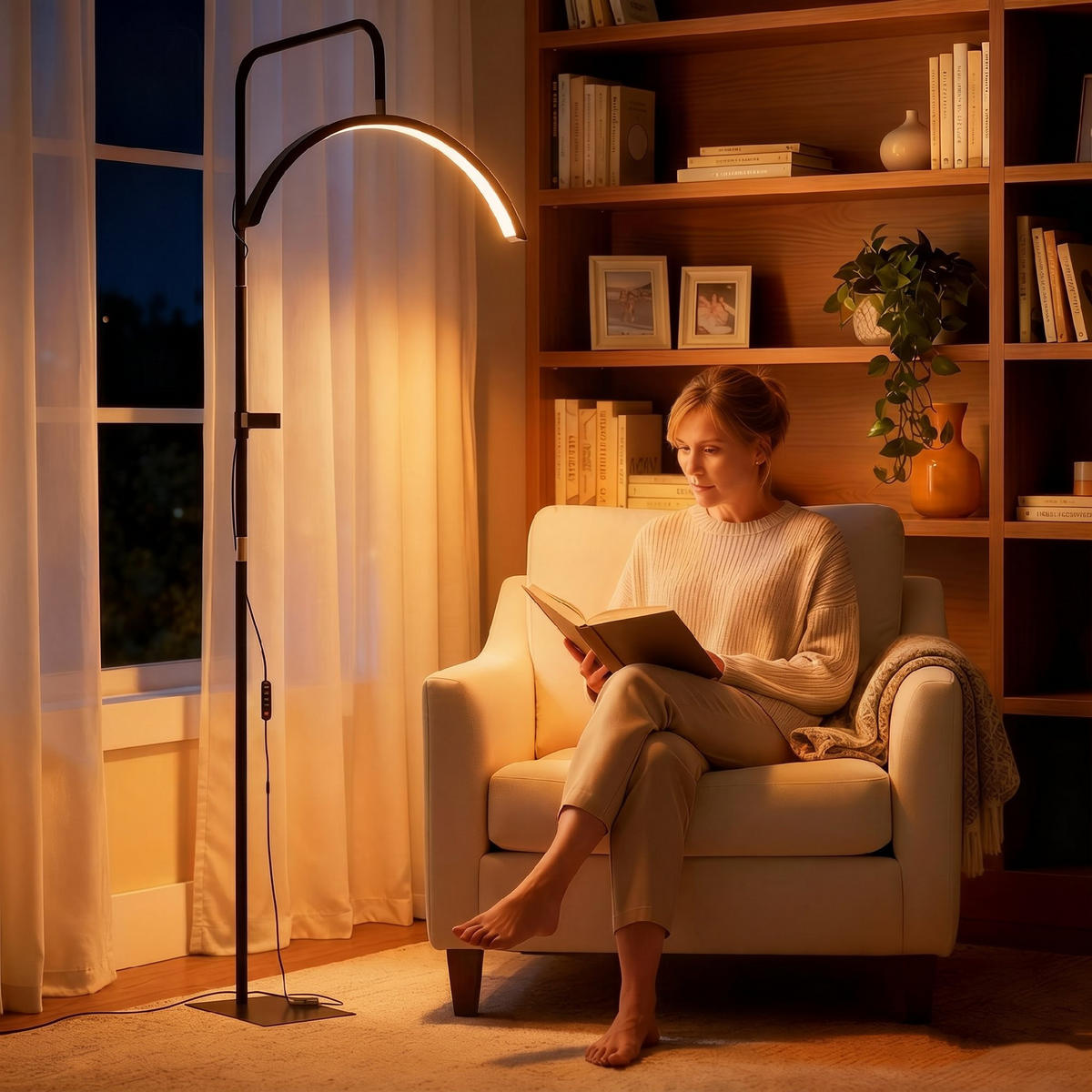 LED-HALBMOND-WIMPERN-LAMPE Stahl Kunststoff Schwarz - Schwarz, Metall (77.5/20.5/186cm) - HOMCOM