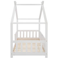 KINDERBETT 90/200 cm weiß aus Kiefernholz mit Schutzzaun - Weiß, Holzwerkstoff (90/200cm) - OKWISH