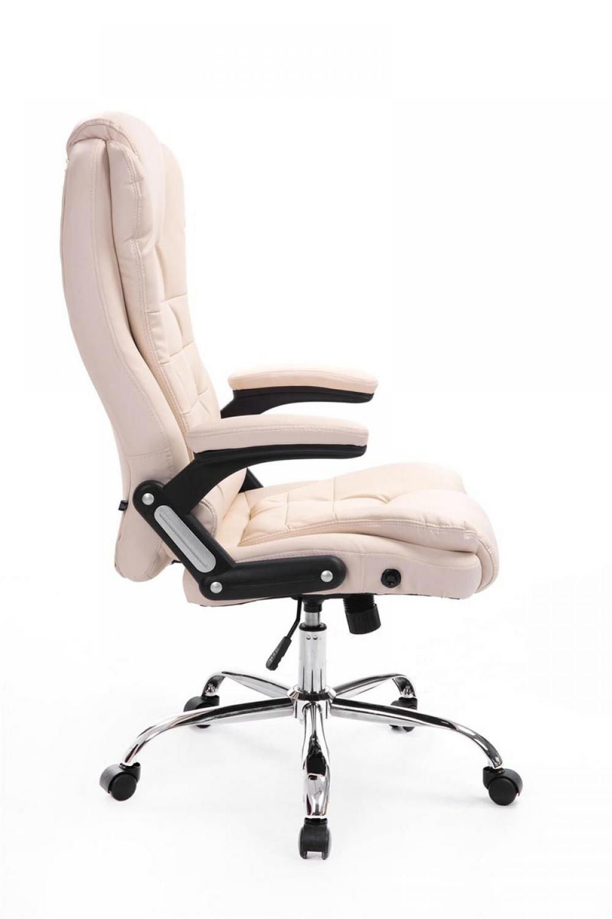 CHEFSESSEL Lederlook creme - Chromfarben/Creme, Textil/Metall (69.5/113/78cm) - CLP
