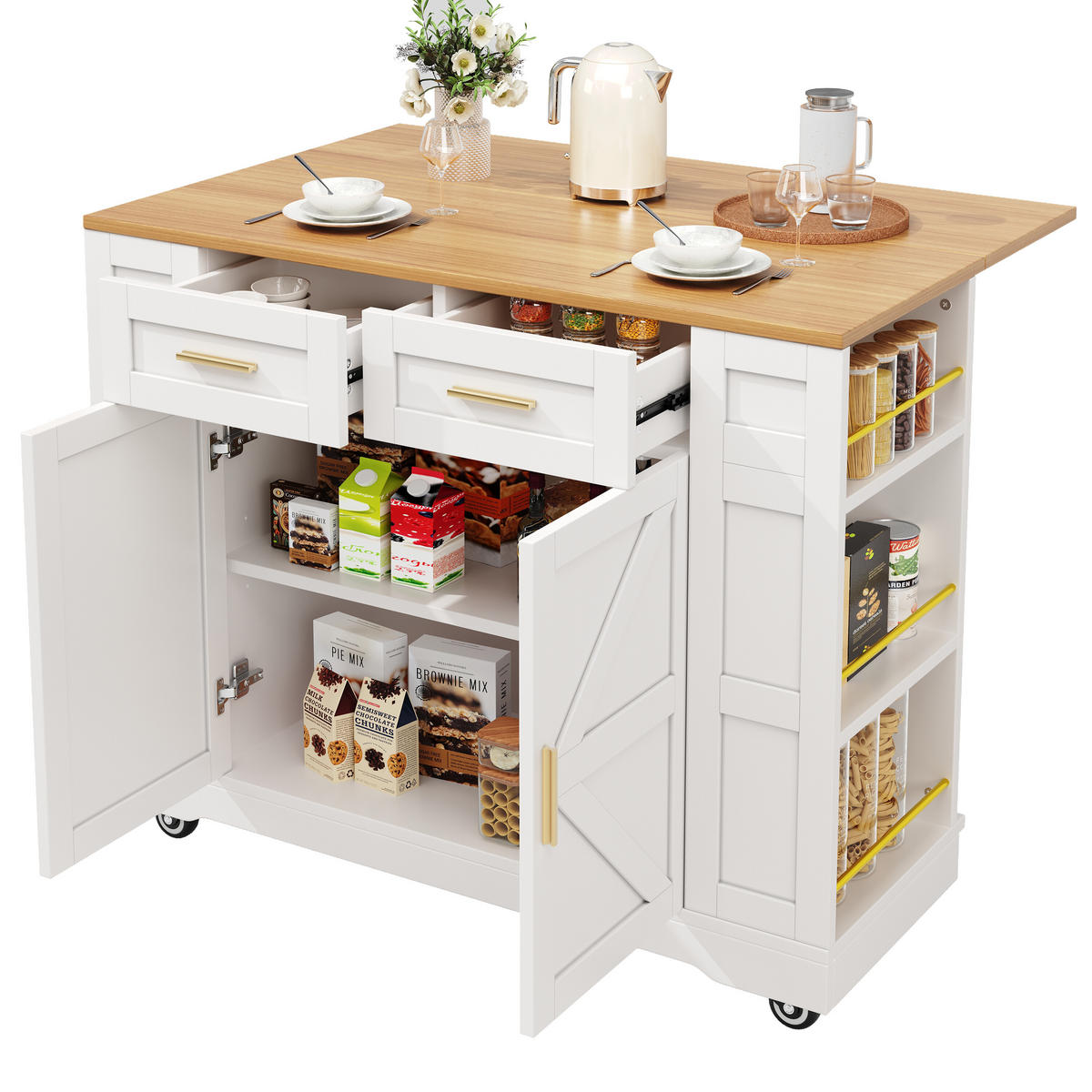 KÜCHENINSEL Weiß 120/65/90 cm - Weiß, Holzwerkstoff (65/90/120cm) - Urban Meuble
