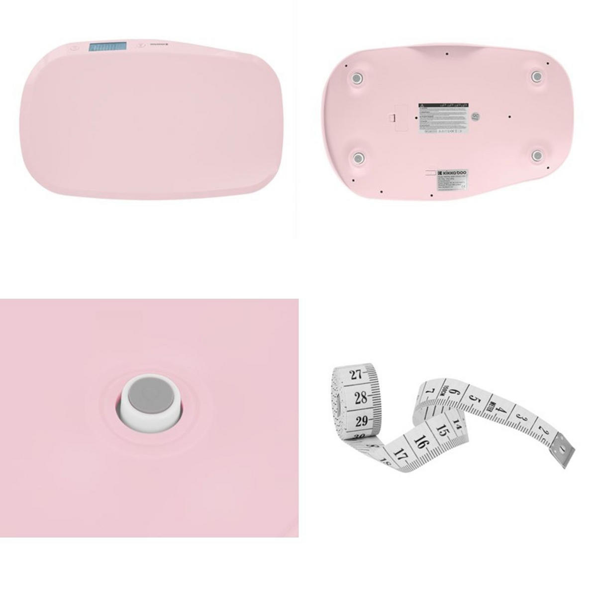 BABYWAAGE Lyra LCD-Display rosa Maßband Anti-Rutsch-Füße Tarafunktion 20 kg - Rosa, Kunststoff (32/52cm) - Kikka boo