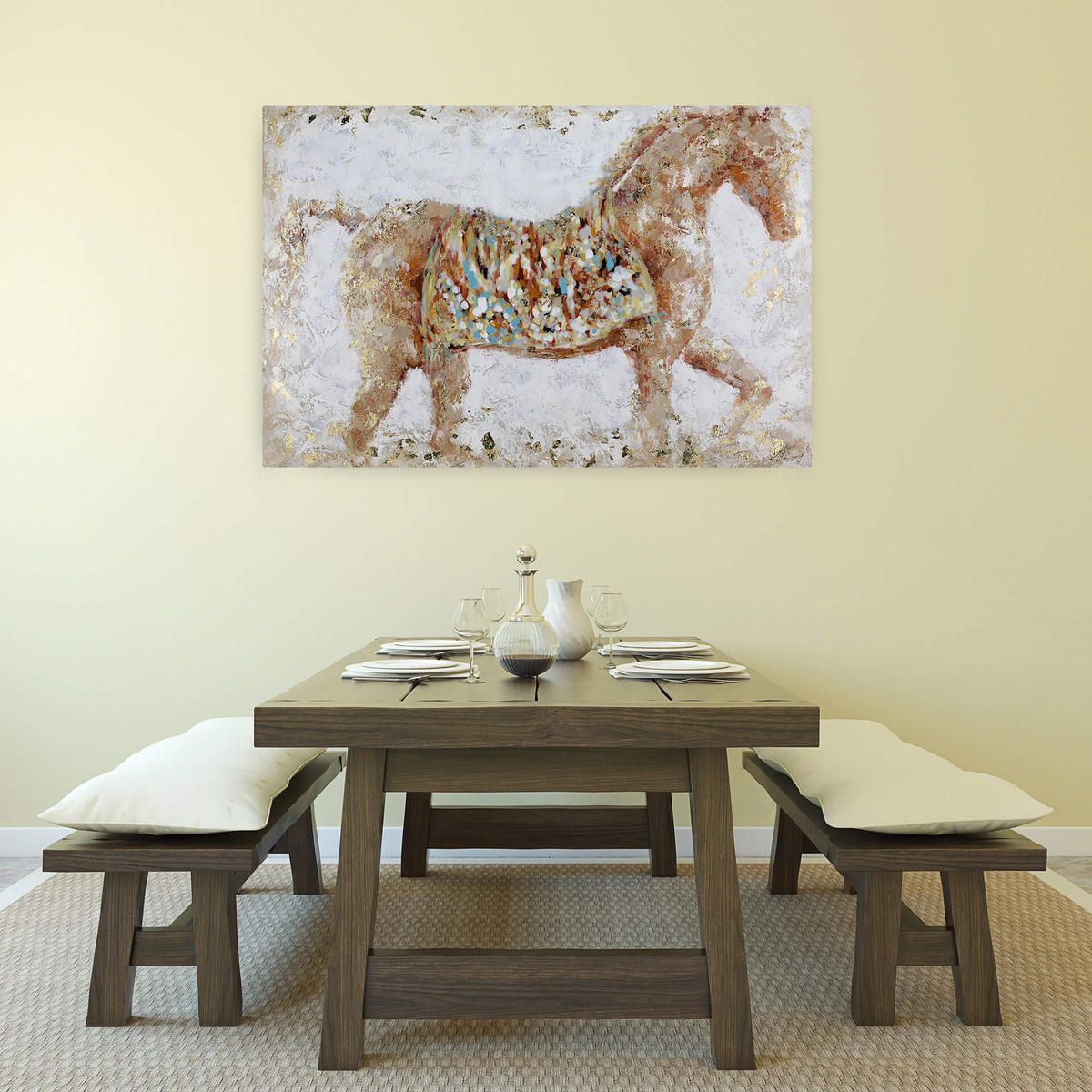 ACRYLBILD HANDGEMALT 120/80 cm - Beige, Holz/Textil (2.3/80cm) - KUNSTLOFT