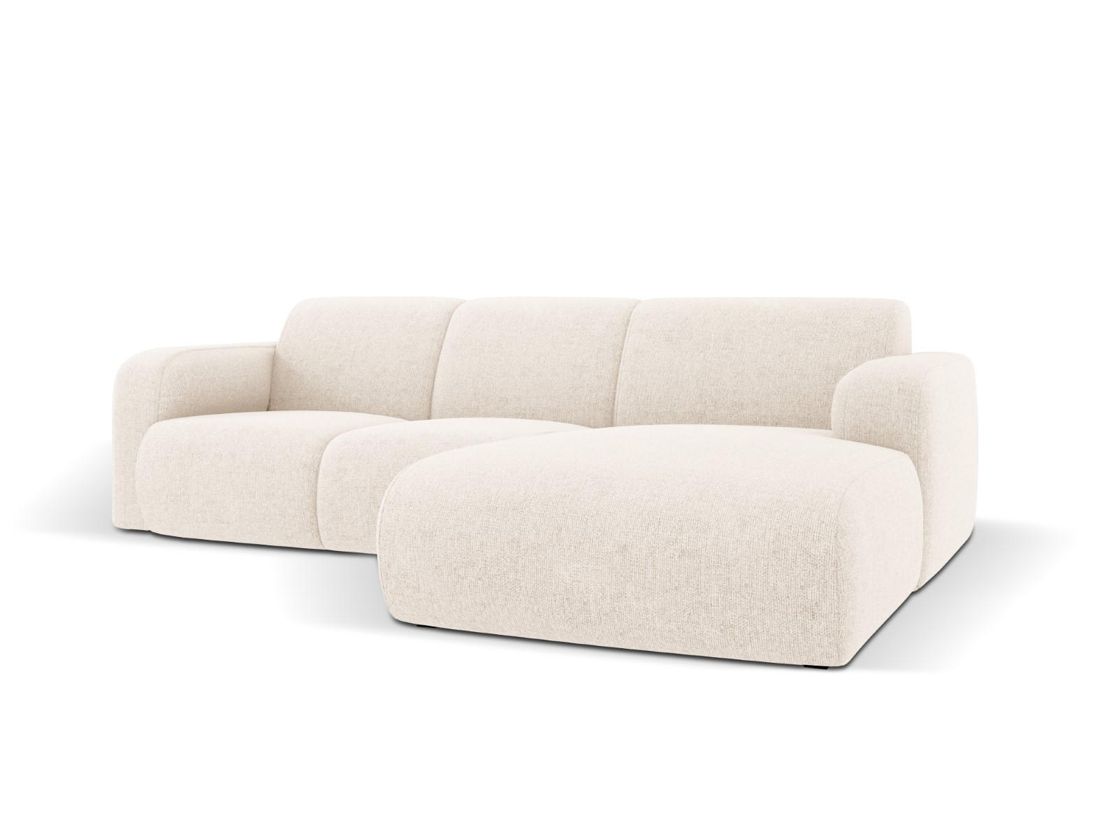 ECKSOFA rechts Molino aus Chenille-Stoff leichtes beige 4 Sitzplätze - Creme, Textil (170/250cm) - Micadoni