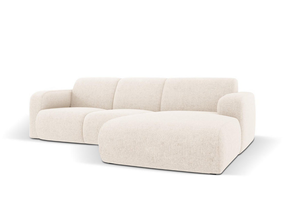 ECKSOFA rechts Molino aus Chenille-Stoff leichtes beige 4 Sitzplätze - Creme, Textil (170/250cm) - Micadoni