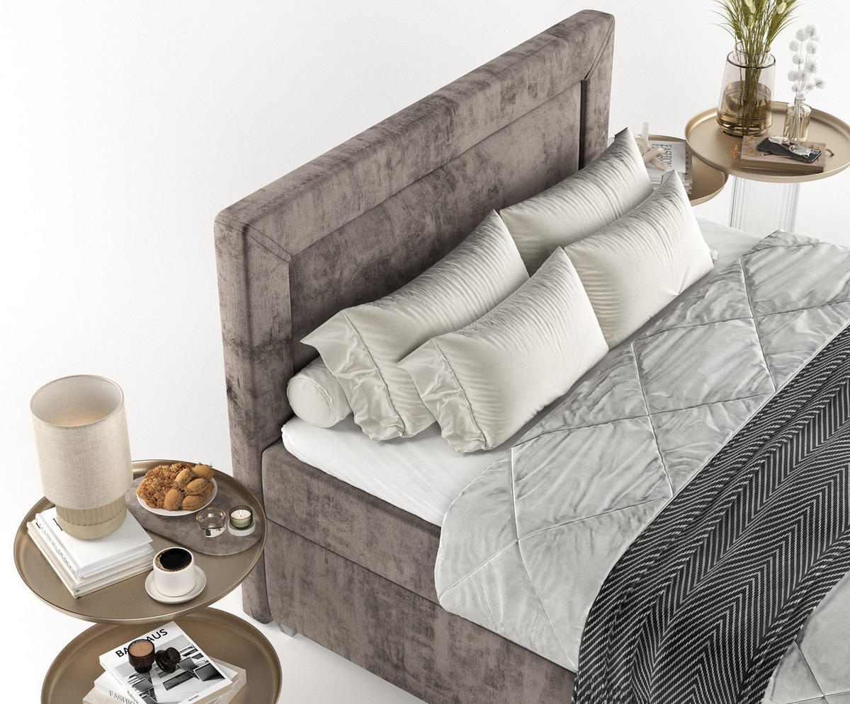 BOXBETT Lontano 120/200 cm Braun im Lotta Stoff - Chromfarben/Braun, Holz/Holzwerkstoff (120/200cm) - AltaBeds