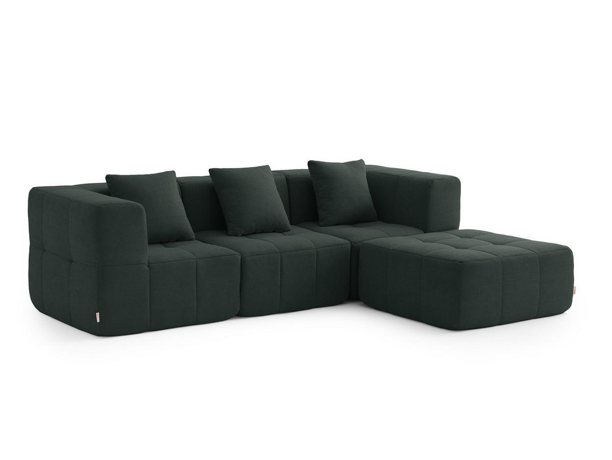 ECKSOFA Bouclé-Stoff Waldgrün - Waldgrün, Textil (260/190cm) - MILYsofa